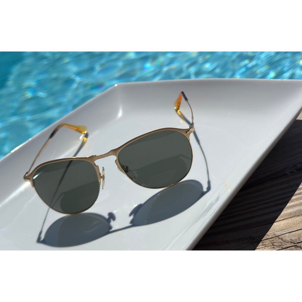 Persol PO7649S 1069/58 Gold Green Polarized Sunglasses 56mm Italy